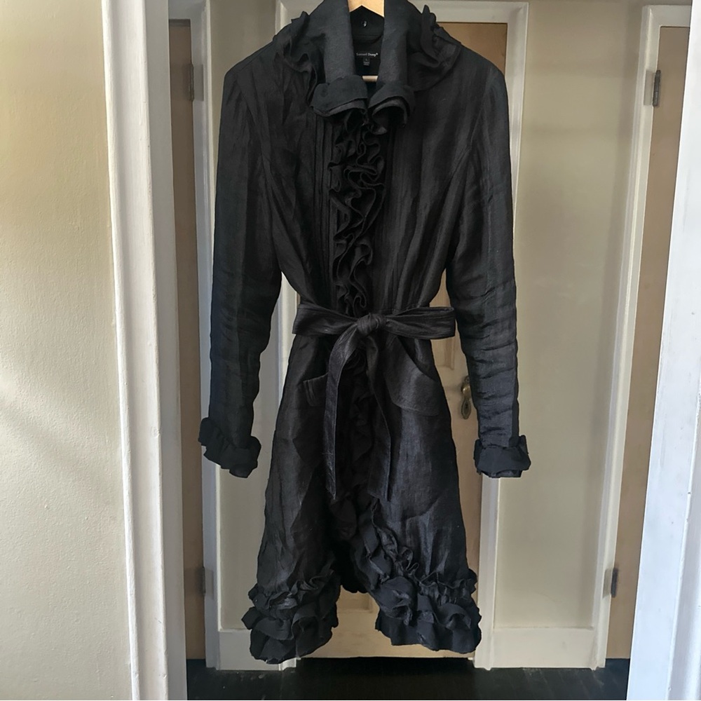 Samuel Dong Ruffled Belted Lightweight Coat/Dress - Picture 2 of 5